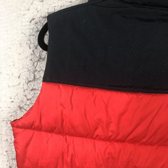 Hollister Vest Mens Small Red Black Hooded Puffer Quilted Snap Front Pockets Y2K - Picture 14 of 16